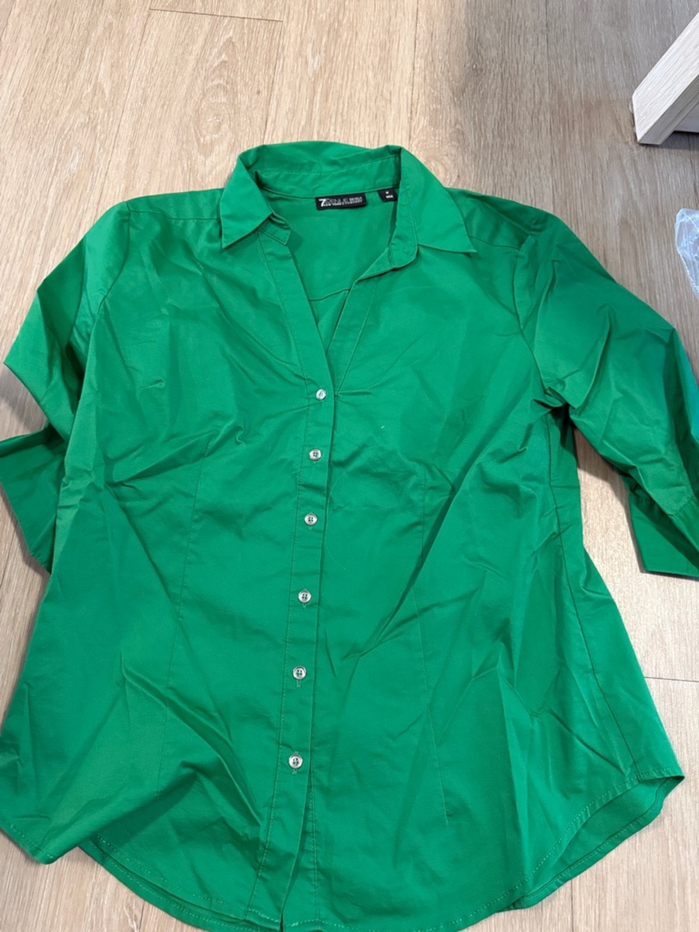 New York & Company Women's Green Button-Up Blouse